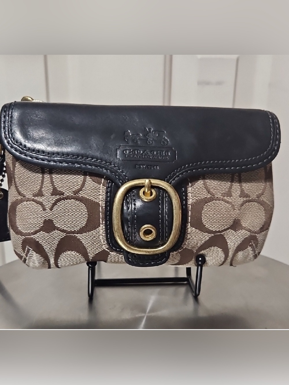 Coach Bleecker Signature C Wristlet Wallet Tattersall Plaid Lining  with hangtag